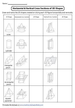 Students will be exploring a range of 3D shapes using technology to take images, identify features of 3D shapes and create models. . Cross sections of 3d shapes worksheets pdf
